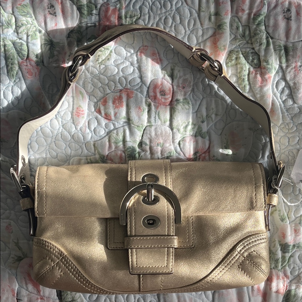 Coach Tan/metallic Shoulder Bag